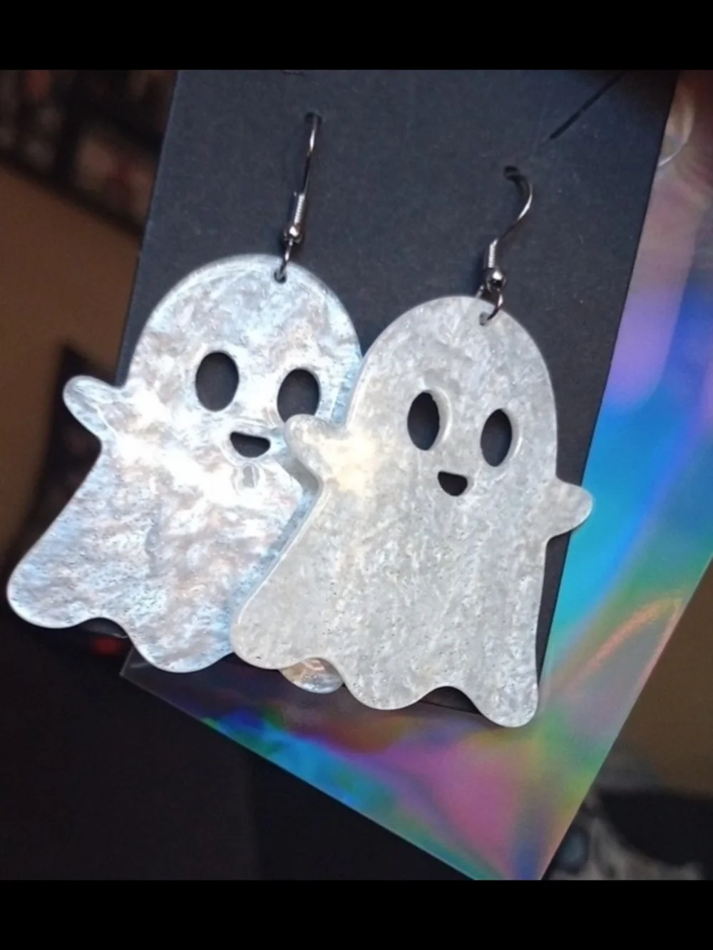 $8 Each Or Bundle 5/$20 Ghost Dangle Earrings in Iridescent Pearl White